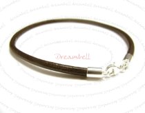 1x Sterling Silver Dark Brown Leather cord 3mm Anklet 10.5″