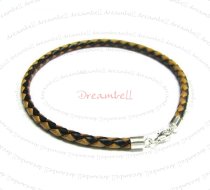 1x Sterling Silver Brown Braided Bolo leather cord 4mm ANKLET Bracelet 9.5″