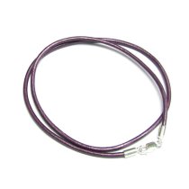 1x Sterling Silver Metallic Amethyst (Berry) leather cord 2mm choker necklace 20″