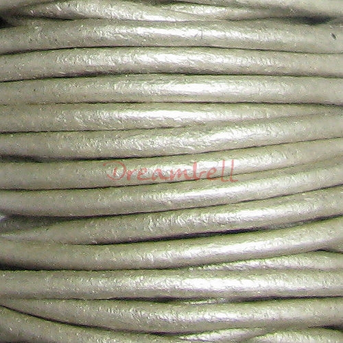 2 yards Natural Leather BEAD STRINGING CORD 1mm Metallic Creamy White (Pearl )