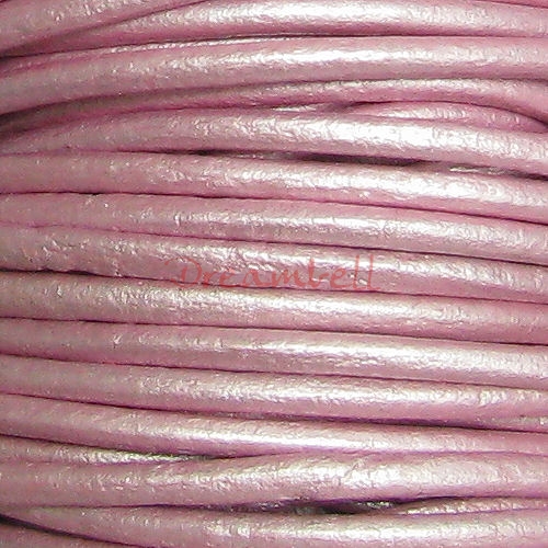 2 YARDS Natural Leather BEAD STRINGING CORD 1mm Metallic Pink (Suraiya)