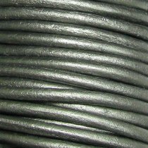 2 YARDS Natural Leather BEAD STRINGING CORD 1mm Metallic Grey