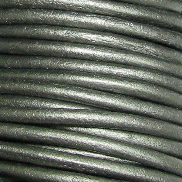 2 YARDS Natural Leather BEAD STRINGING CORD 1mm Metallic Grey