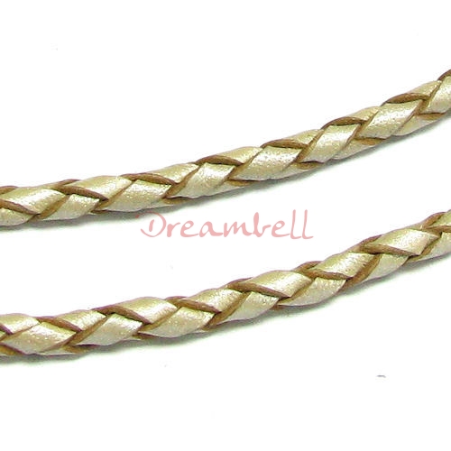 1 yard Natural Braided Leather BEAD STRINGING CORD 3mm Metallic Pearl