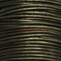 2 yards Natural Leather BEAD STRINGING CORD 1mm Metallic Dark Olivine (Gauriya)