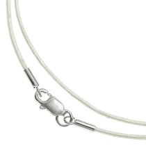 1x Sterling Silver Metallic Creamy White (Pearl) leather cord 1mm choker necklace 18″