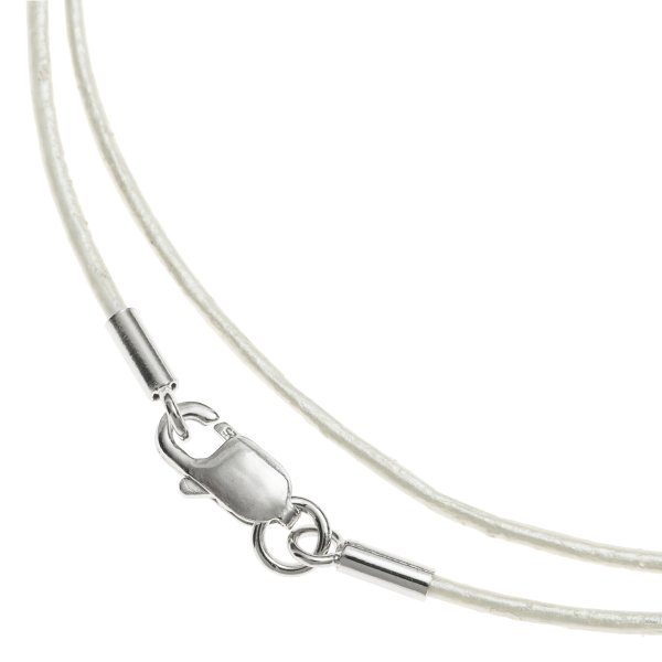 1x Sterling Silver Metallic Creamy White (Pearl) leather cord 1mm choker necklace 18"