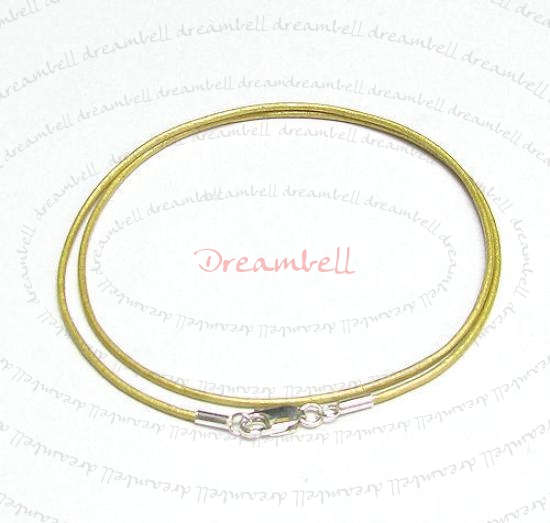 1x Sterling Silver Metallic Gold leather cord 1mm choker necklace 18"