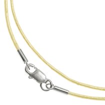1x Sterling Silver Metallic Gold leather cord 1mm choker necklace 18"
