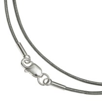 1x Sterling Silver Metallic Grey leather cord 1mm choker necklace 18"