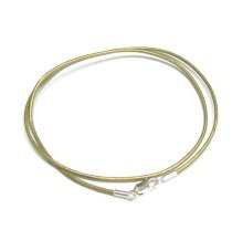 1x Sterling Silver Metallic Olivine (Tota) leather cord 1mm choker necklace 20″