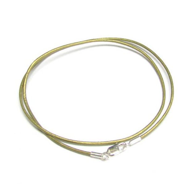 1x Sterling Silver Metallic Olivine (Tota) leather cord 1mm choker necklace 20"