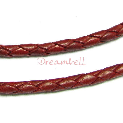 1 yard Natural Braided Leather BEAD STRINGING CORD 3mm Red