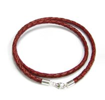 1x Sterling Silver Red Braided Bolo leather 3mm choker necklace 22″ for European Bead Charms