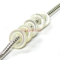 2x White Mother of Pearl MOP Round Rondelle Bead 10mm for European Charm Bracelets