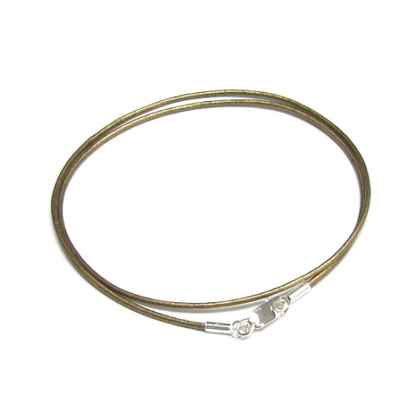 1x Sterling Silver Metallic Brown (Kansa) leather cord 1mm choker necklace 22"