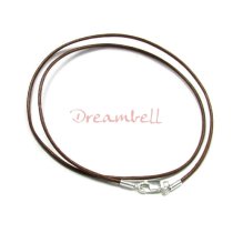 1x Sterling Silver Dark Brown leather cord 1mm choker necklace 22″