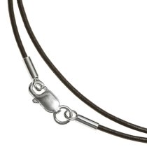 1x Sterling Silver Dark Brown leather cord 1mm choker necklace 22"