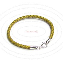 1x Sterling Silver Metallic Gold Bolo Braided leather 3mm BRACELET for European Bead charms 6.5″