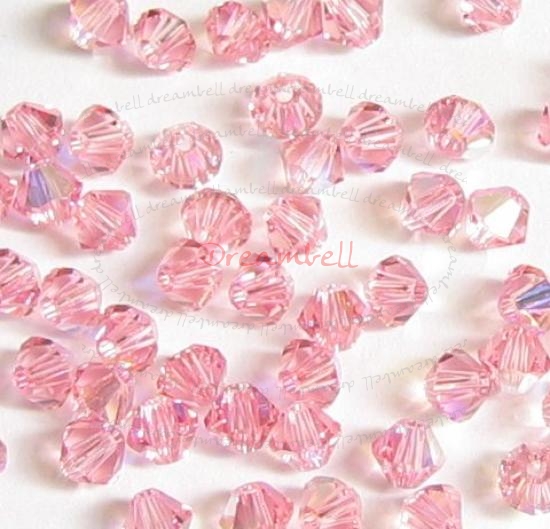 24x 5301 Swarovski Elements Bicone Crystal Elements Rose Pink AB 3mm