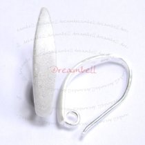 2x Sterling Silver SATIN Ear Wire Earring Hook with ring for dangle