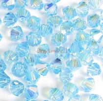 24x 5301 Swarovski Elements Bicone Crystal Aquamarine AB 3mm