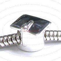 Sterling Silver Graduation Hat Cap Bead for European Charm Bracelets