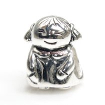 Sterling Silver Cute Happy Baby Girl KID / Daughter w/ Smile Face Family Bead for European Charm Bracelet