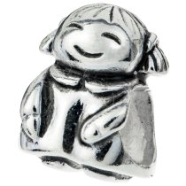 Sterling Silver Cute Happy Baby Girl KID / Daughter w/ Smile Face Family Bead for European Charm Bracelet