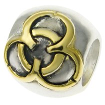 14k gold on 925 Sterling Silver United Friendship LOVE KNOT Bead for European Charm Bracelets