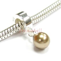 Sterling Silver Swarovski Bronze Pearl Pendant Bead for European Charm Bracelets