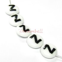 2x Round Lampwork Glass Letter ″Z″ Focal bead 14mm