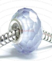 Sterling Silver Lt purple CZ Stone Bead for European Charm Bracelets 13.5mm