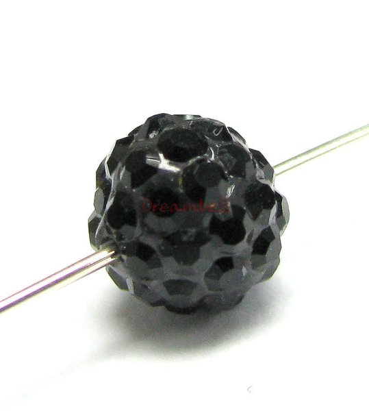 1x Ferido Crystal ROUND Bead Jet Black 6mm