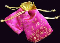 4x Organza Pink CHINESE FLOWER GIFT BAGS Pouches 5.5″