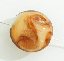 4 x Rose Romance Round Glass Bead Gold Stone L Colorado Topaz 16mm