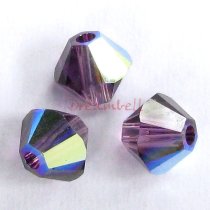 24 x Swarovski Elements Xilion Crystal 5328 Amethyst AB 4mm