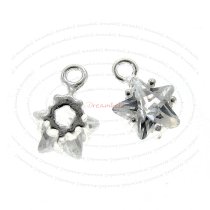 2x STERLING SILVER TWINKLE STAR CZ Crystal Dangle charm 6mm