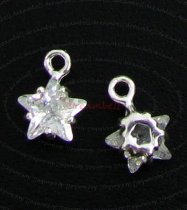 2x STERLING SILVER TWINKLE STAR CZ Crystal Dangle charm 6mm