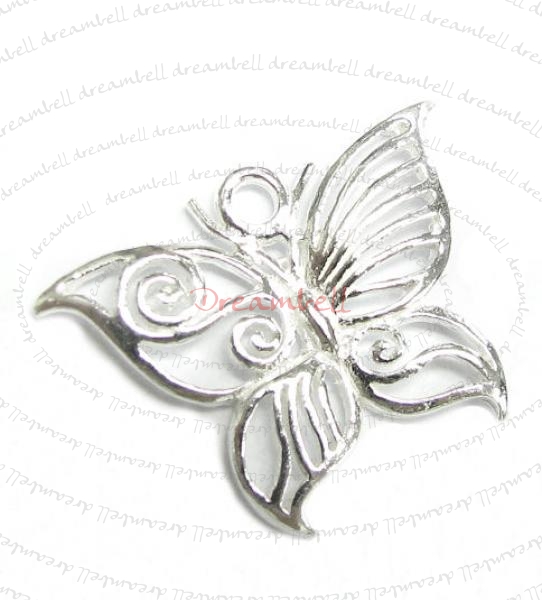 1x Bright Sterling silver FILIGREE Butterfly Pendant dangle Charm bead 23mm