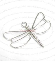 1x Bright Sterling silver Dragonfly Pendant dangle Charm bead 33mm