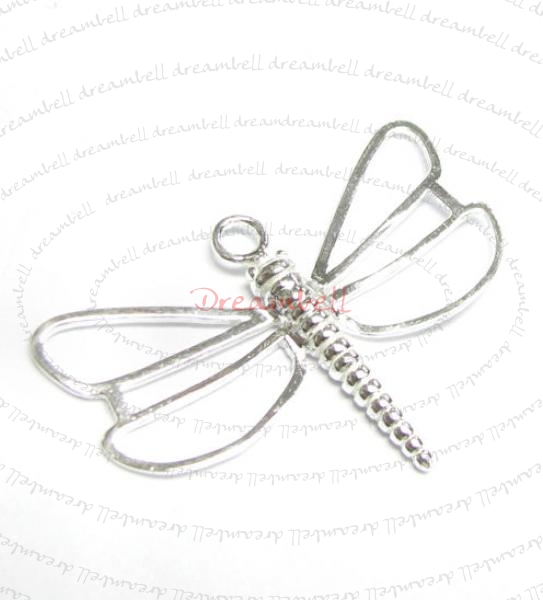 1x Bright Sterling silver Dragonfly Pendant dangle Charm bead 33mm