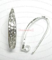 2x Sterling Silver HAMMERED Ear Wire Earring Hook w/ ring for dangle
