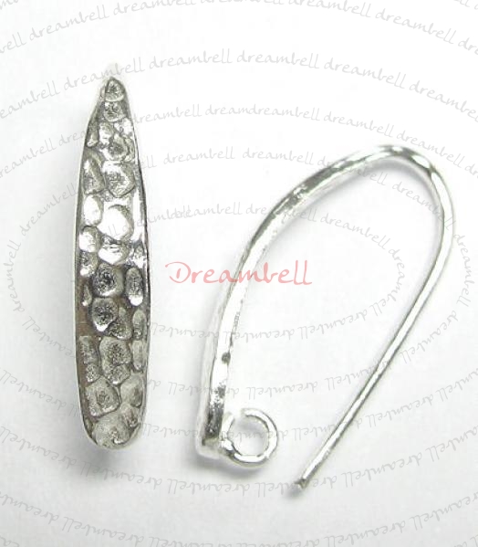 2x Sterling Silver HAMMERED Ear Wire Earring Hook w/ ring for dangle