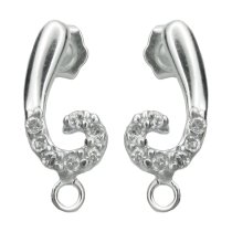 2x Sterling Silver SWIRL Stud CZ LOOP POST Earrings Dangle