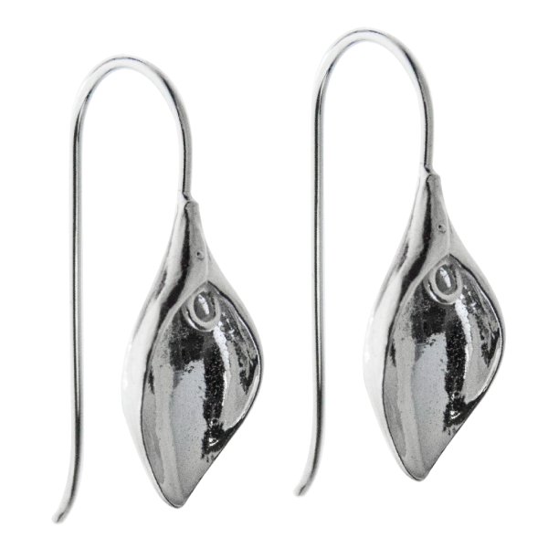 2x Sterling Silver Lily Flower Ear Wire Earring Hook dangle