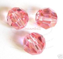 12x Swarovski Crystal Elements Round Faceted 5000 Light Rose Pink AB 4mm