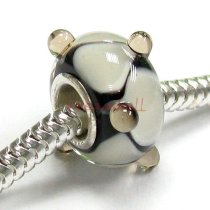 Sterling Silver Murano DOTS Glass Bead for European Charm Bracelets