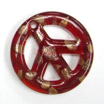 1x Lampwork Fused Peace Glass Pendant SIAM RED 50mm