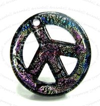 1x Lampwork Fused Peace Foil Dichroic Glass Pendant 40mm